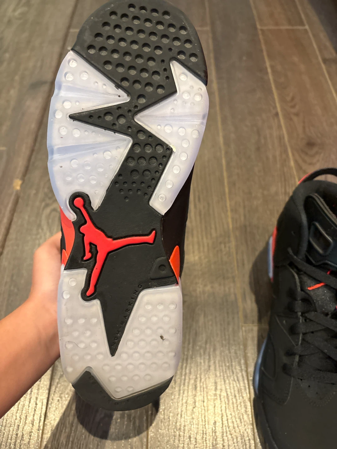 Air Jordan 6 Retro Youth Black Red Sneakers - photo 3