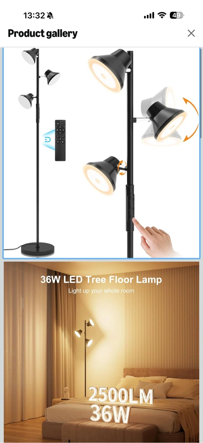 36W LED Tree Floor Lamp with Remote Control - photo 3