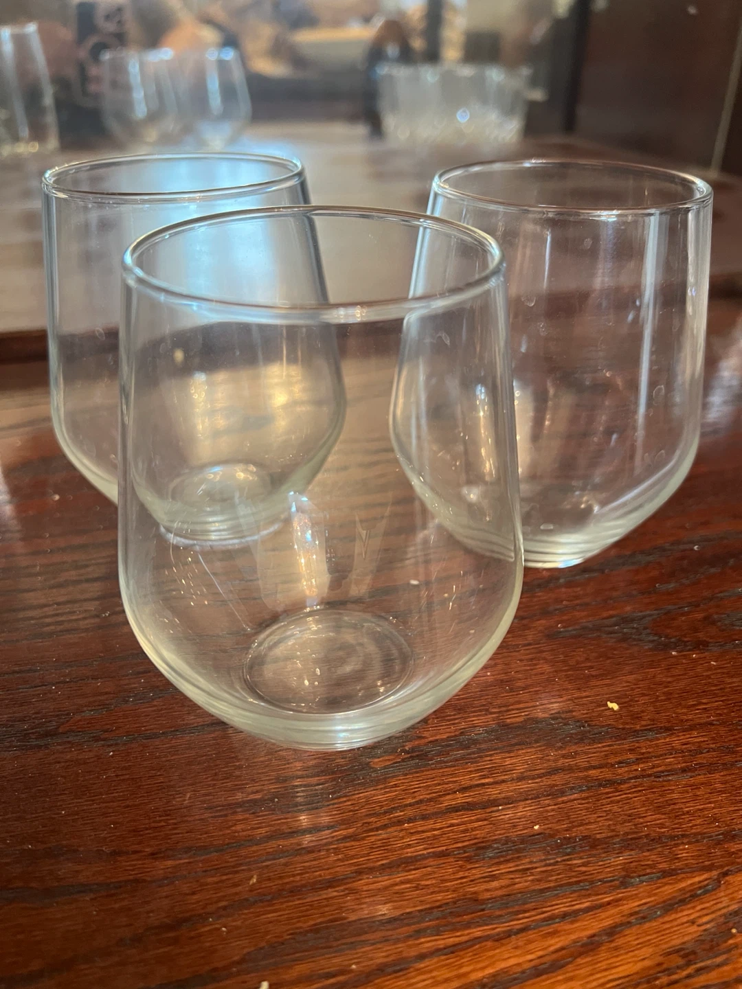 Set of 3 Clear Stemless Wine Glasses