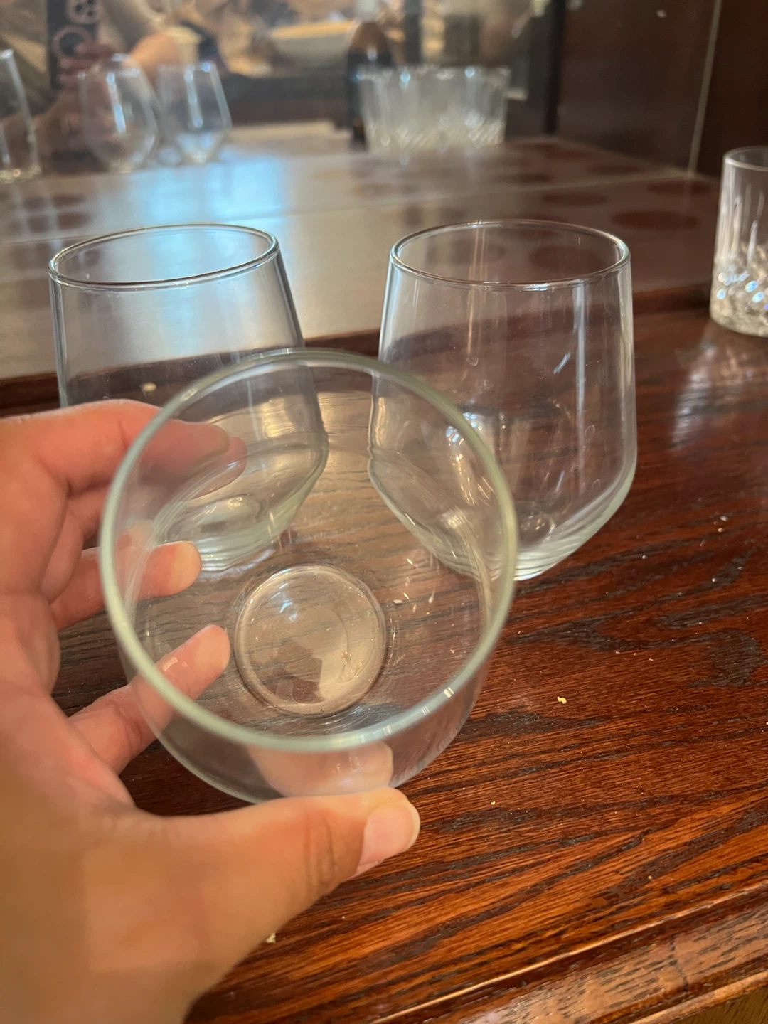 Set of 3 Clear Stemless Wine Glasses - photo 2