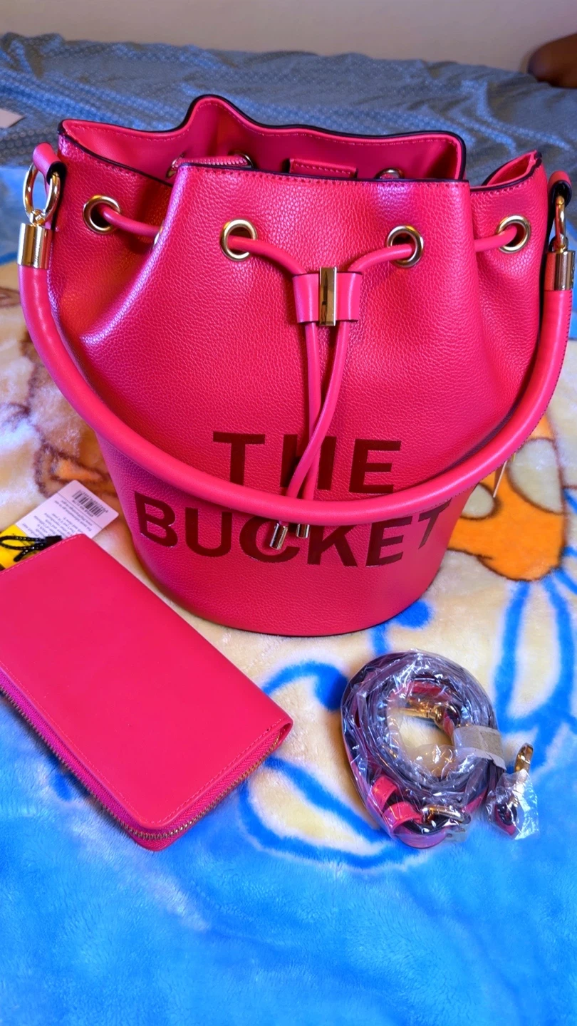 Pink Bucket Bag with Matching Wallet