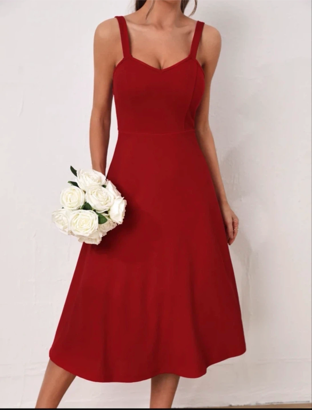 Red Spaghetti Strap Midi Dress Size Small