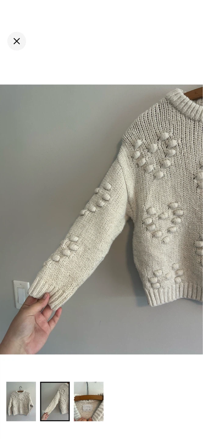 Zara Cream Knit Sweater with Heart Detail - photo 2