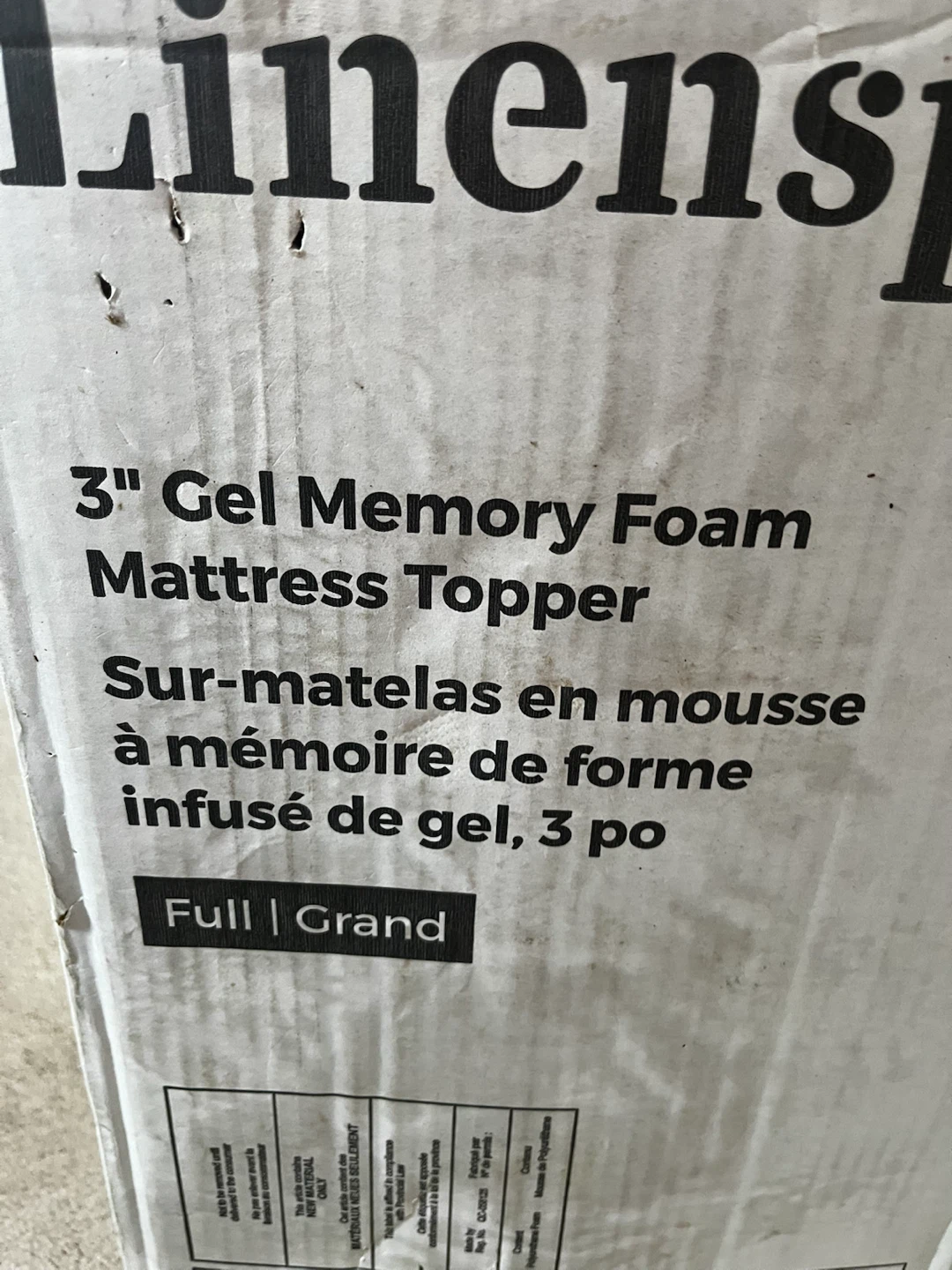 Linenspa 3" Gel Memory Foam Mattress Topper - Full - photo 2