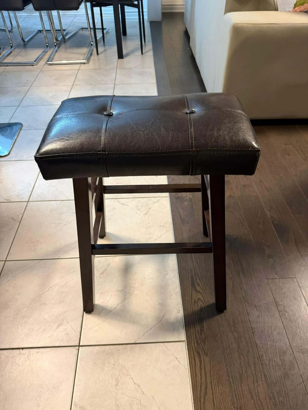 Set of 4 Dark Brown Faux Leather Bar Stool