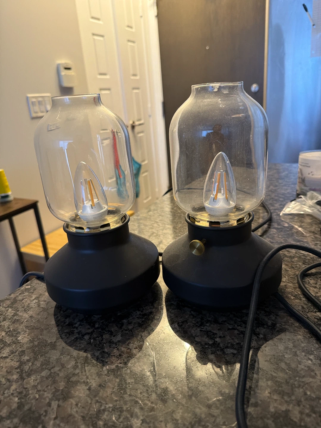 Pair of Black Industrial Style Table Lamps