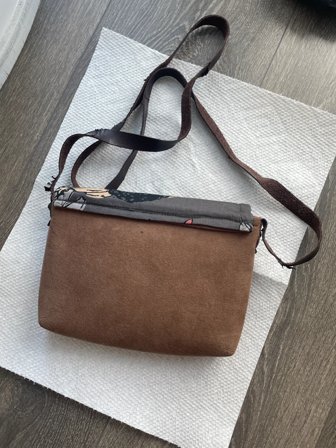 Brown Suede & Floral Small Shoulder Bag - photo 3
