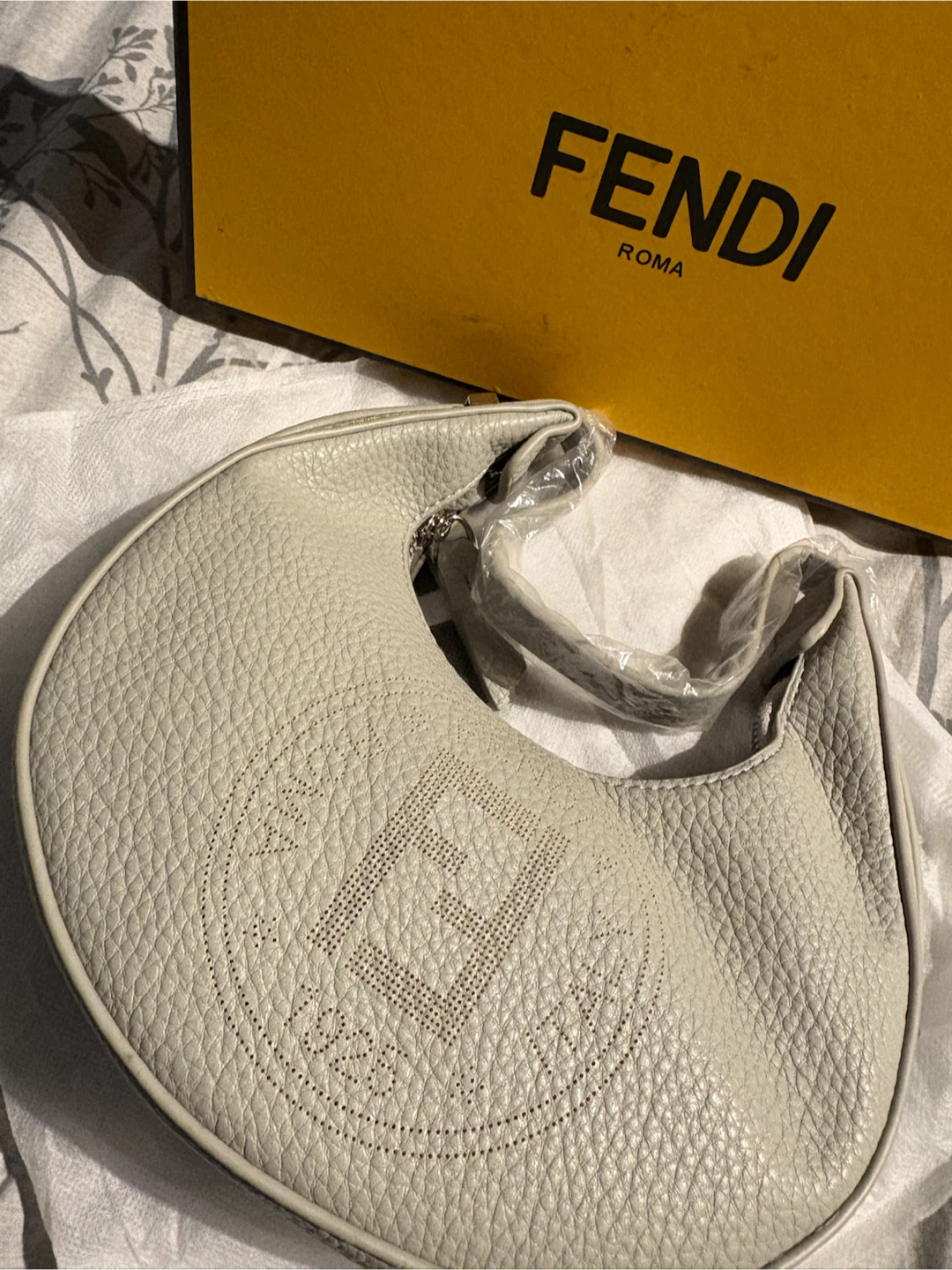 Fendi Grey Leather Hobo Bag