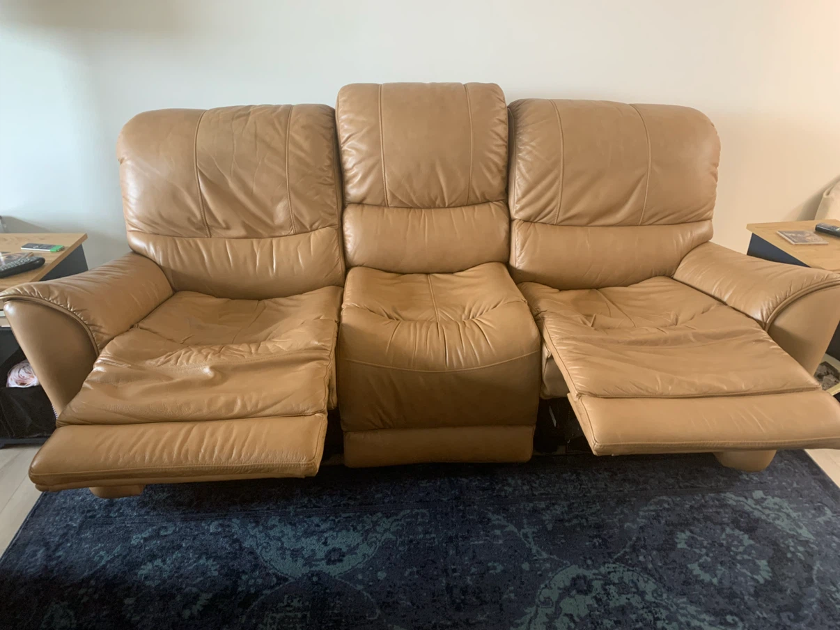 Leather Reclining Sofa - photo 3