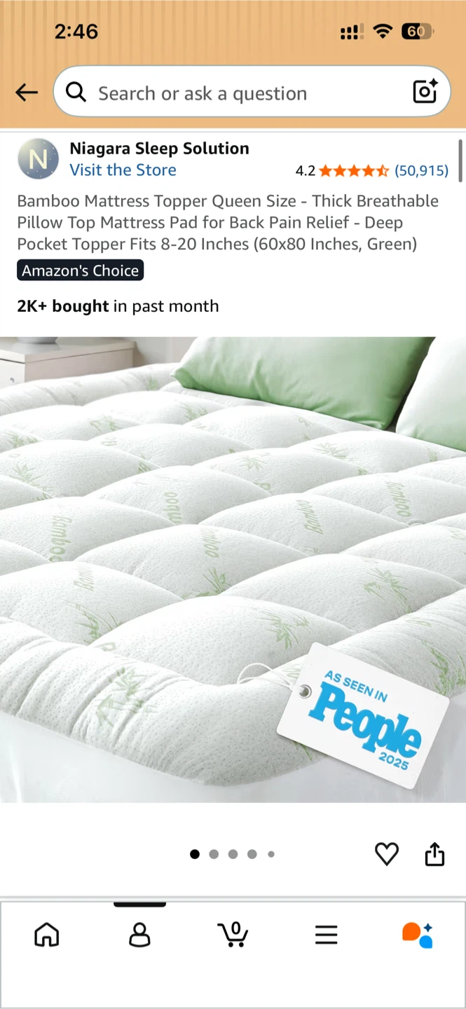 Bamboo Mattress Topper Queen Size