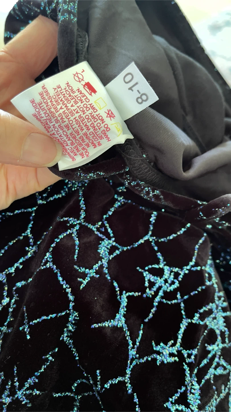 Black Velvet long-sleeve top with light blue glitter pattern - photo 4
