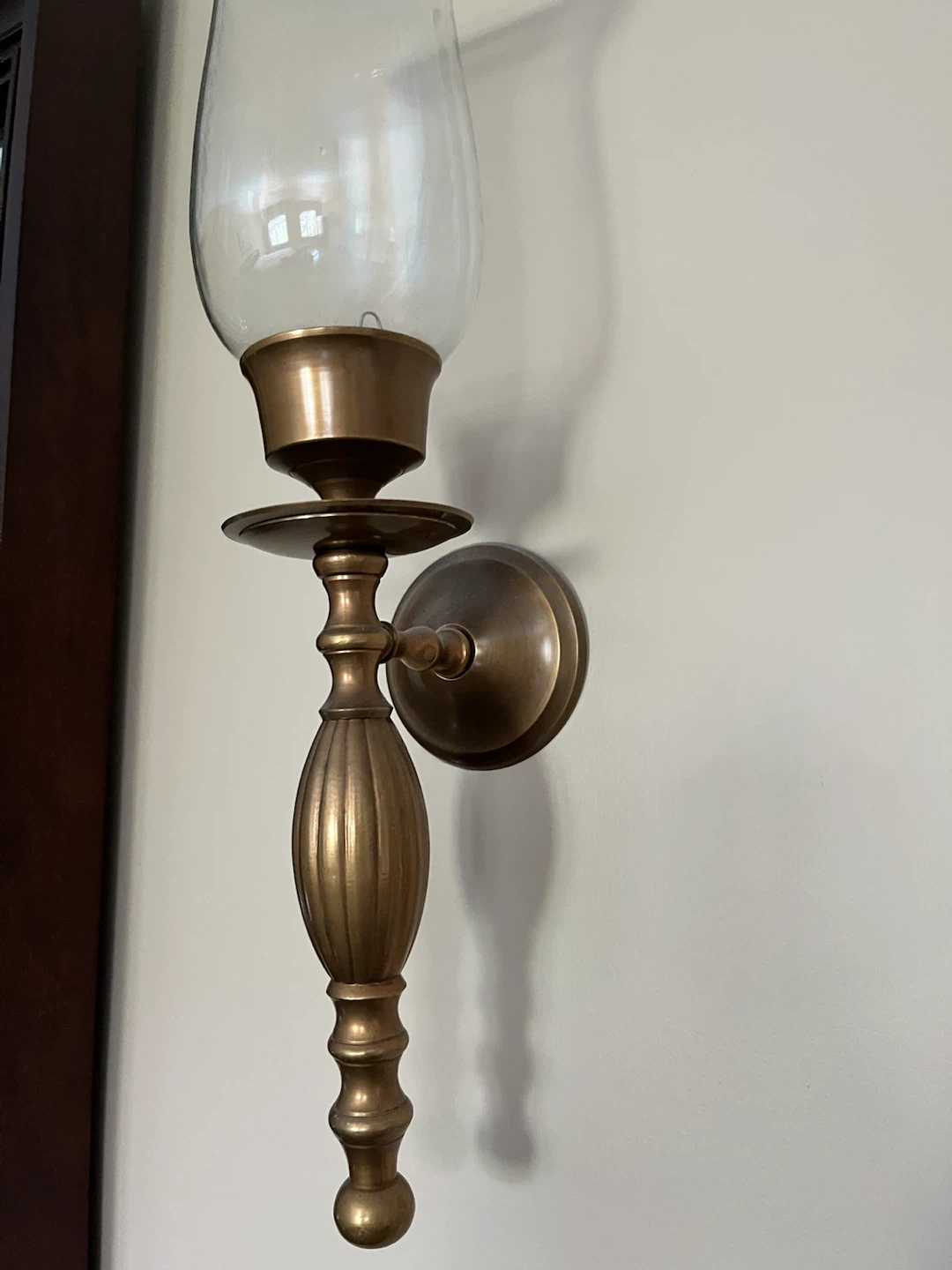 Brass Wall Sconce with Glass Shade - set of 2