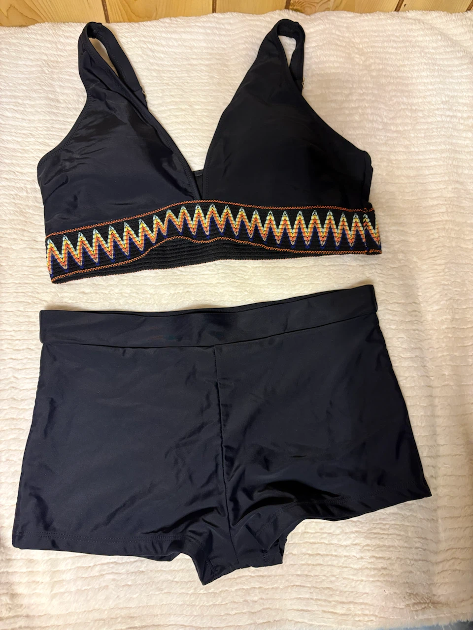 Black Swimsuit with Embroidered Band - photo 2