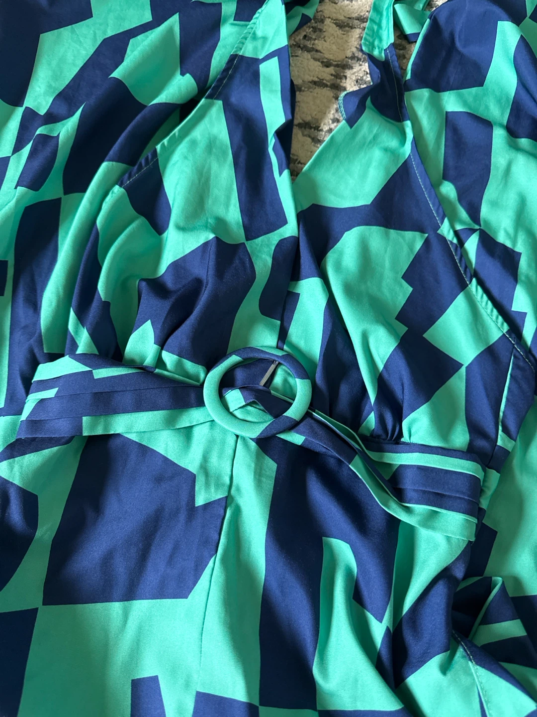 Green & Blue Geometric Print Halter Jumpsuit Size Small - photo 4