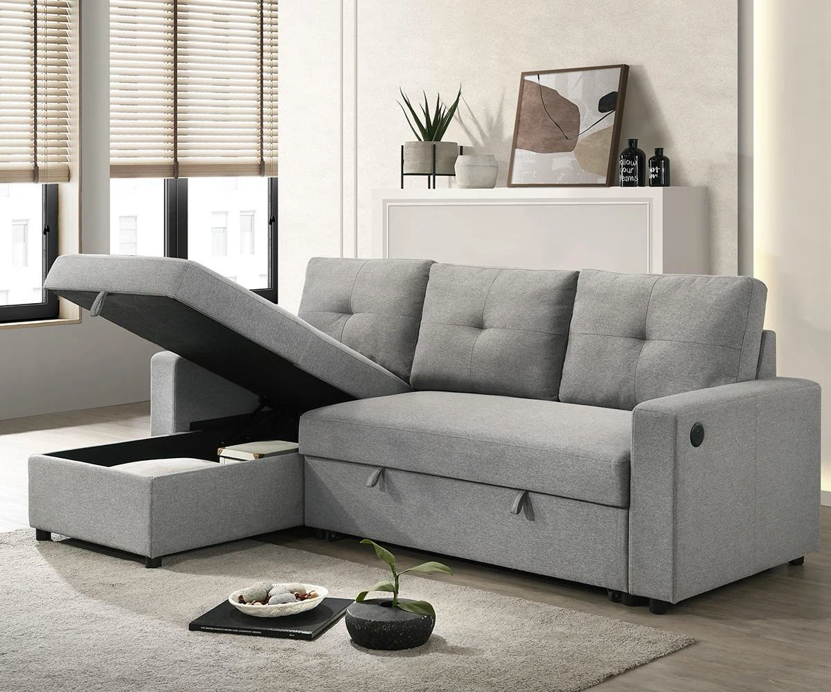 Grey Sectional Sofa with Storage