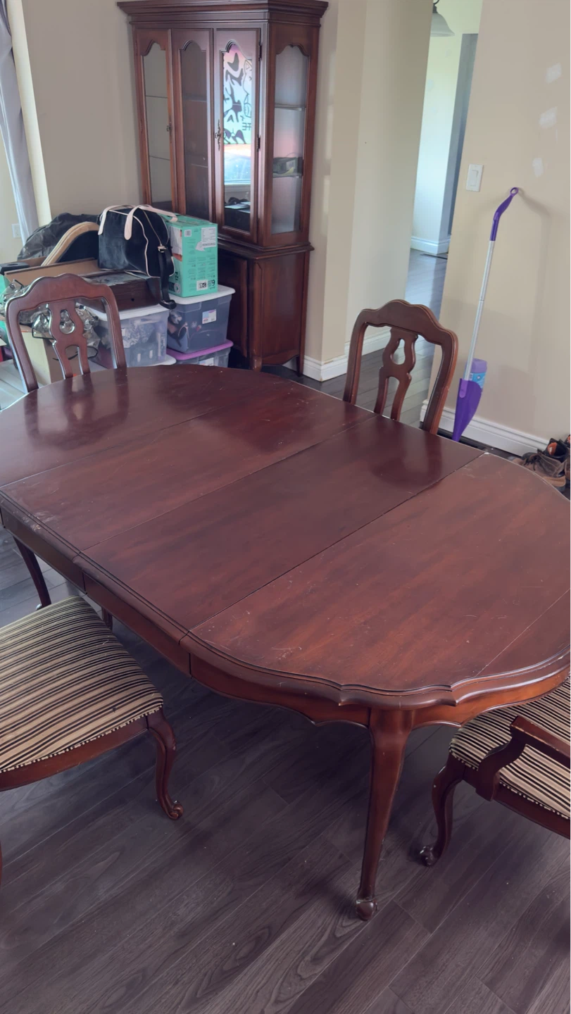 Wood Dining Table with 6 Chairs