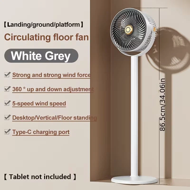 BRAND NEW - Vertical Circulation Floor Fan - White Grey - photo 2
