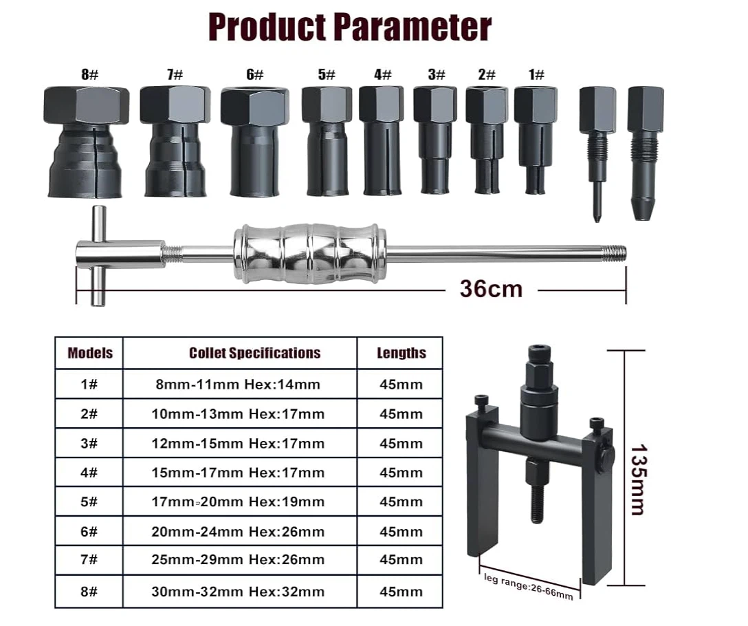 12pcs Blind Bearing Puller Tool Kit w/ Case - photo 4
