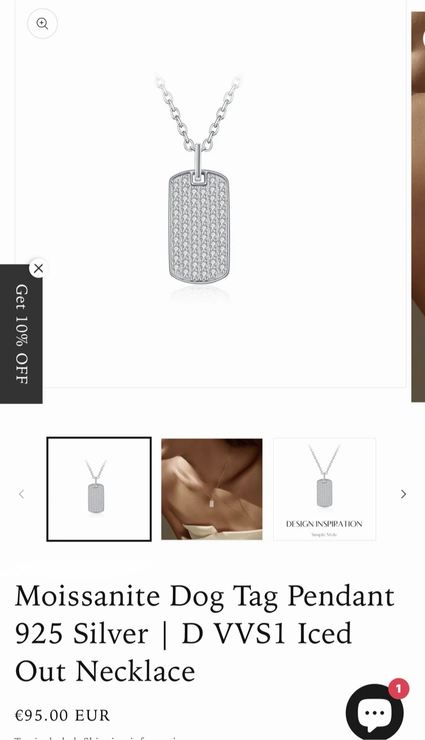 Unisex Sterling Silver Dog Tag Pendant Necklace - photo 3