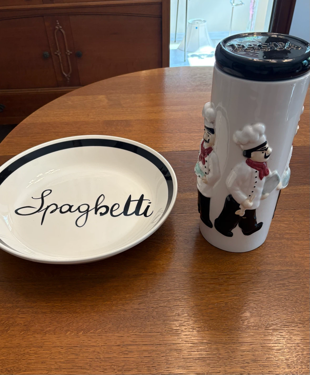 Large Spaghetti serving Bowl and Pasta Canister Set
