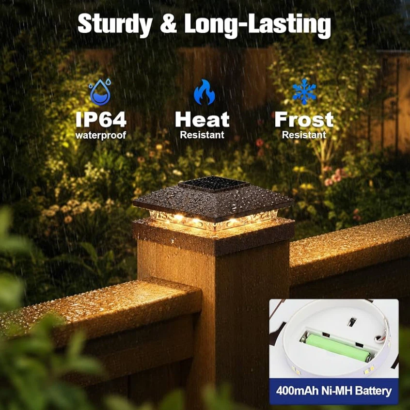 8-Pack Solar Post Cap Lights for 4x4 Posts - IP64 Waterproof - photo 4