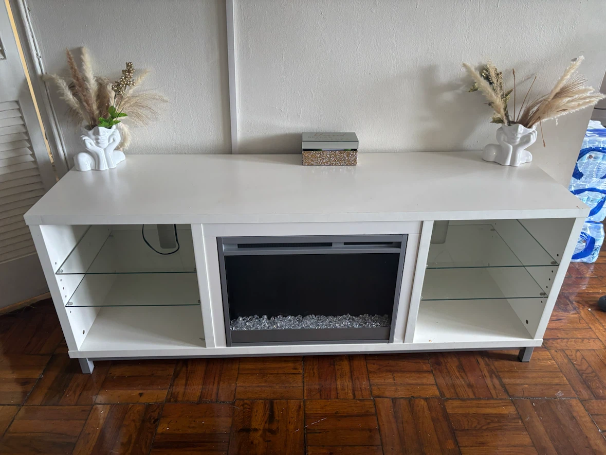 White Electric Fireplace TV Stand