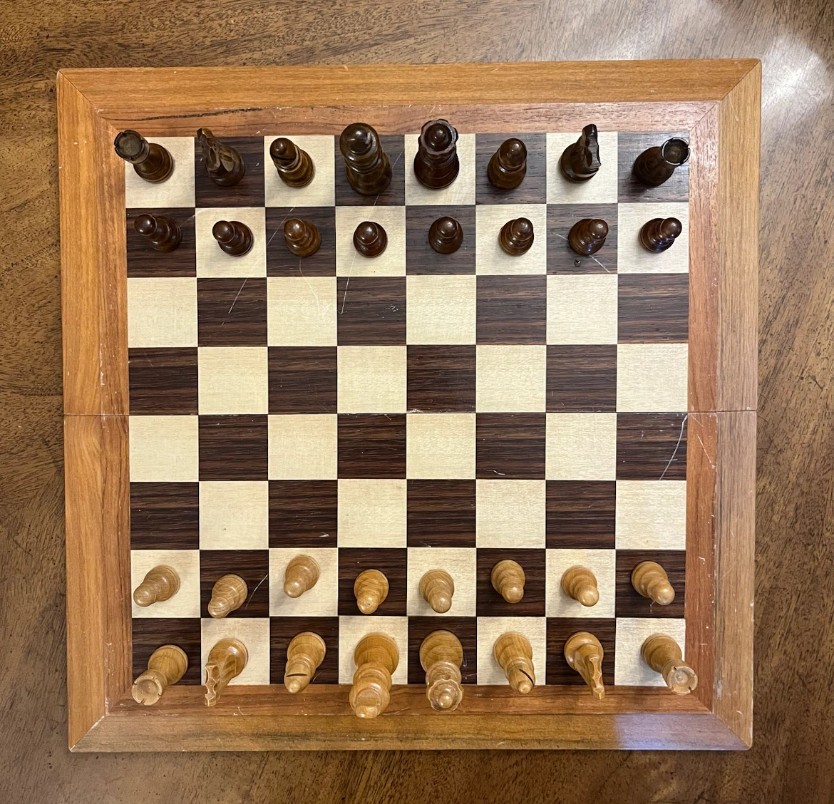 Vintage Wooden Folding Chess Set