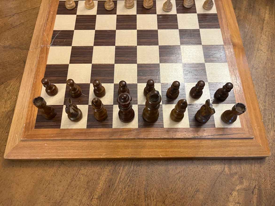 Vintage Wooden Folding Chess Set - photo 3