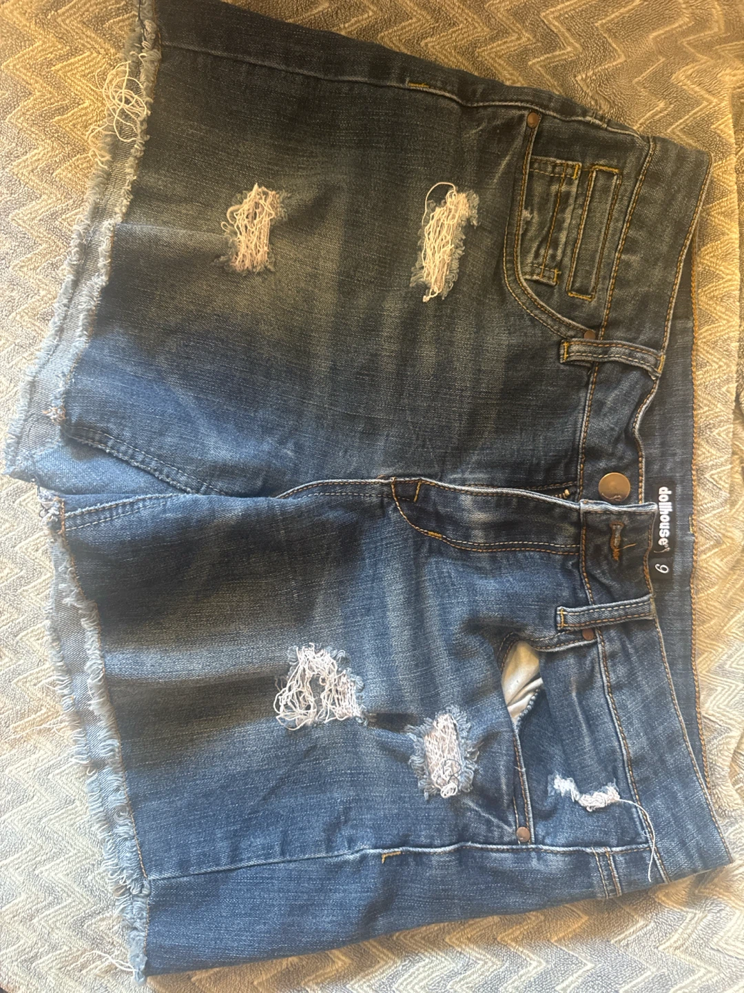 Dollhouse Blue Denim Distressed Shorts Size 9