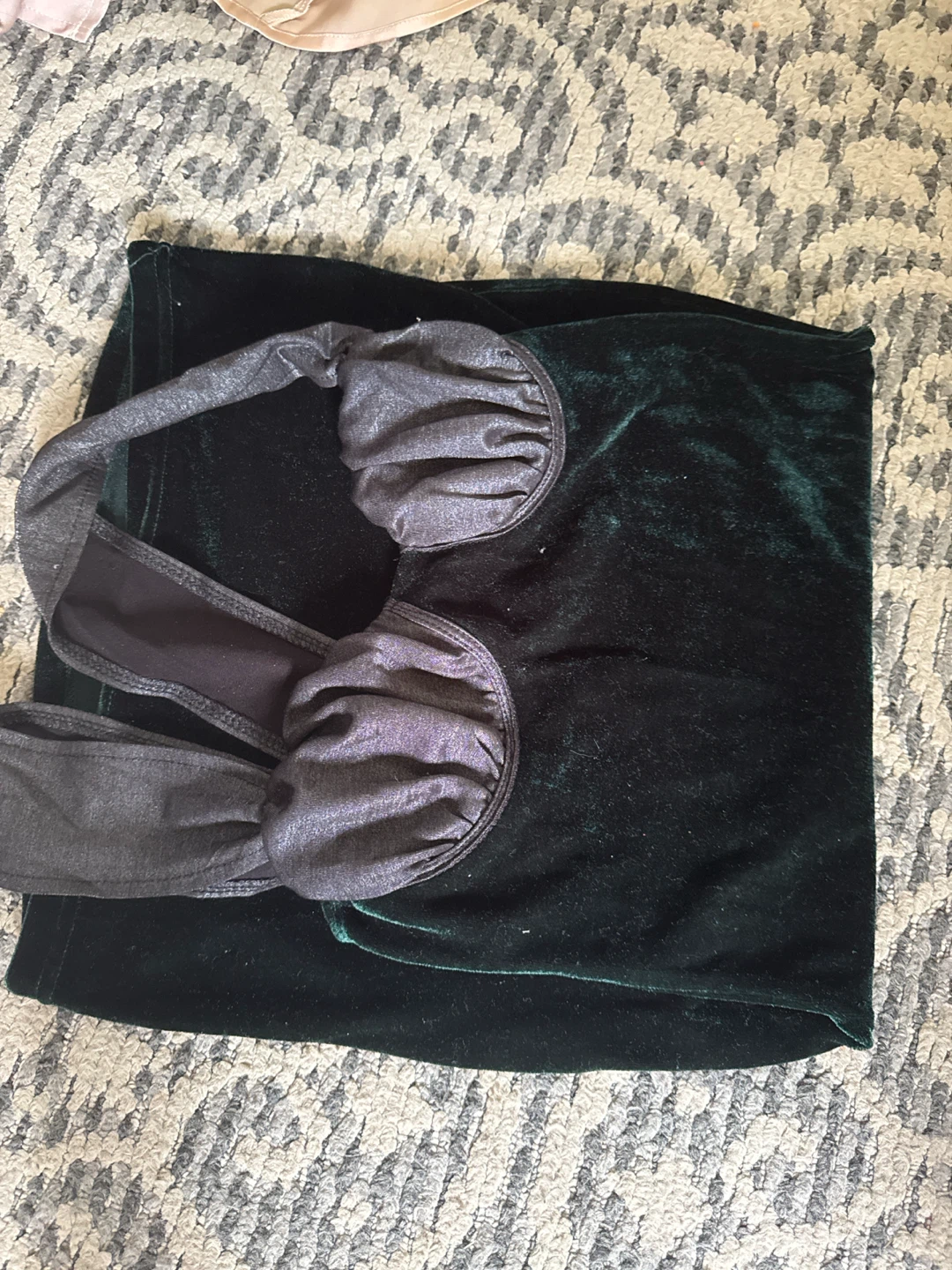Green Velvet Halter Dress Size Small - photo 2