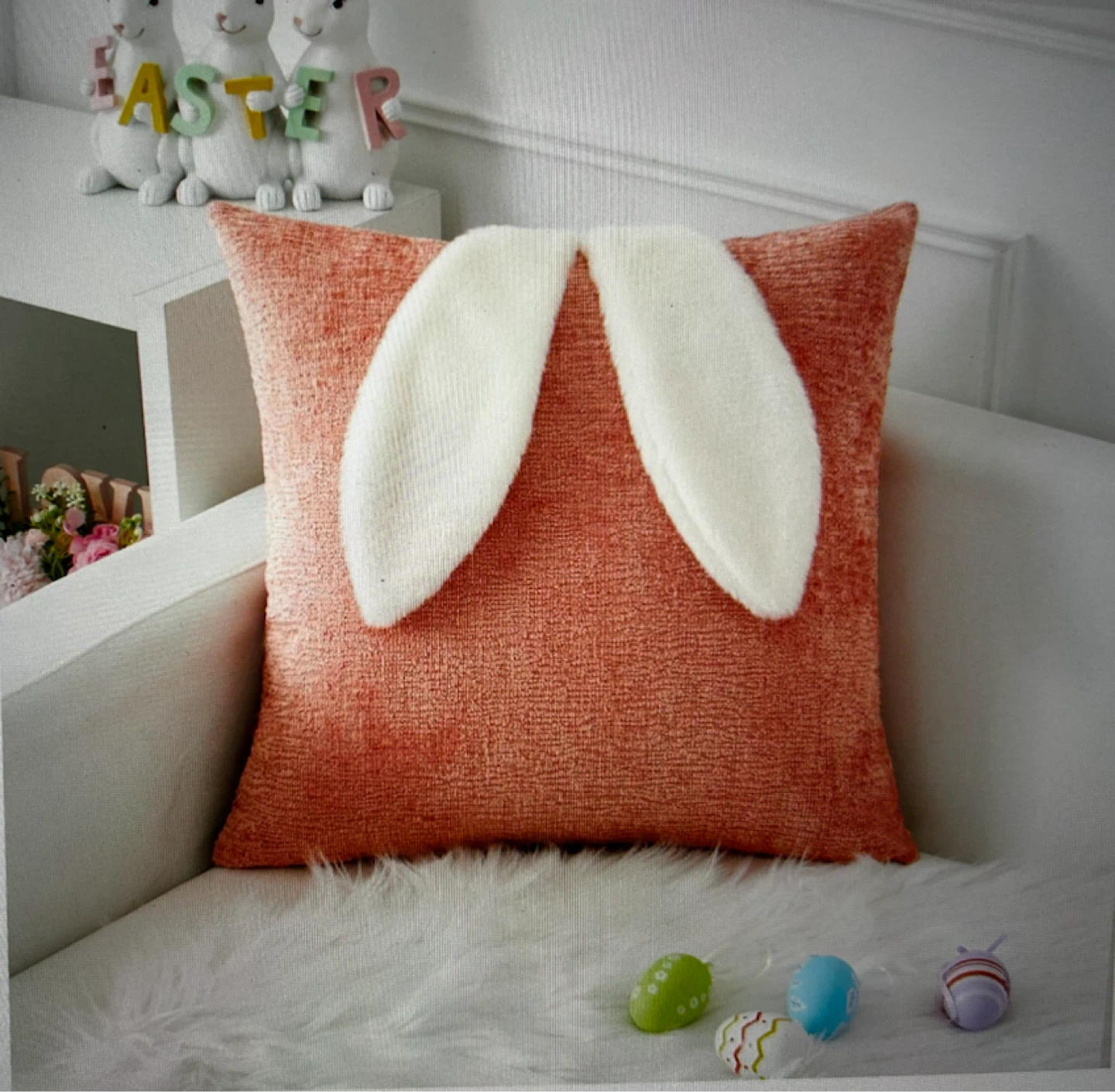 Decorative Throw Pillowcase with Bunny Ears - photo 2