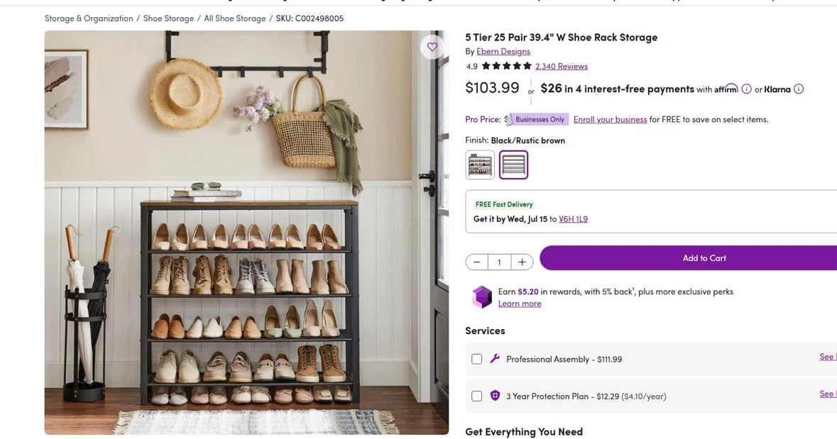 5 Tier 25 Pair 39.4" W Shoe Rack Storage - photo 4