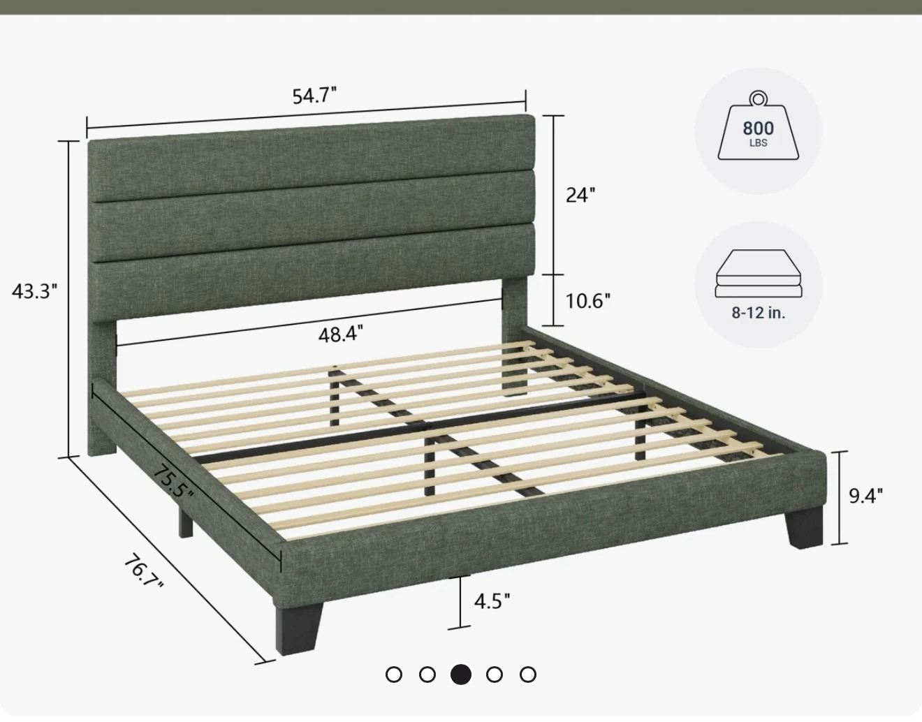Brand new in box green head board and frame for a full bed - photo 4