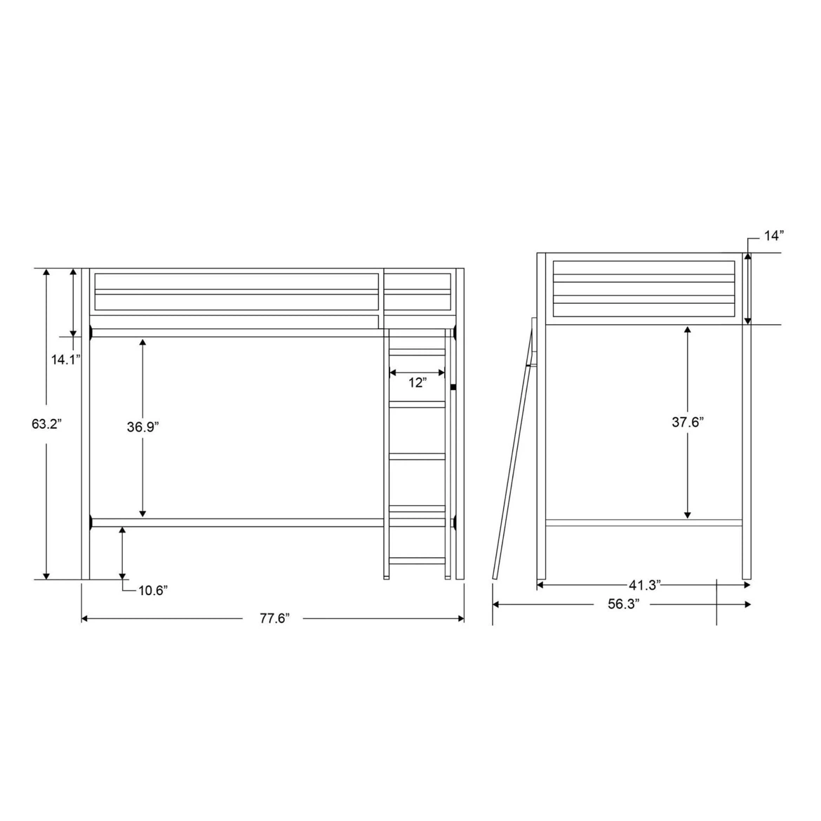 Black Metal Twin Bunk Bed - photo 3