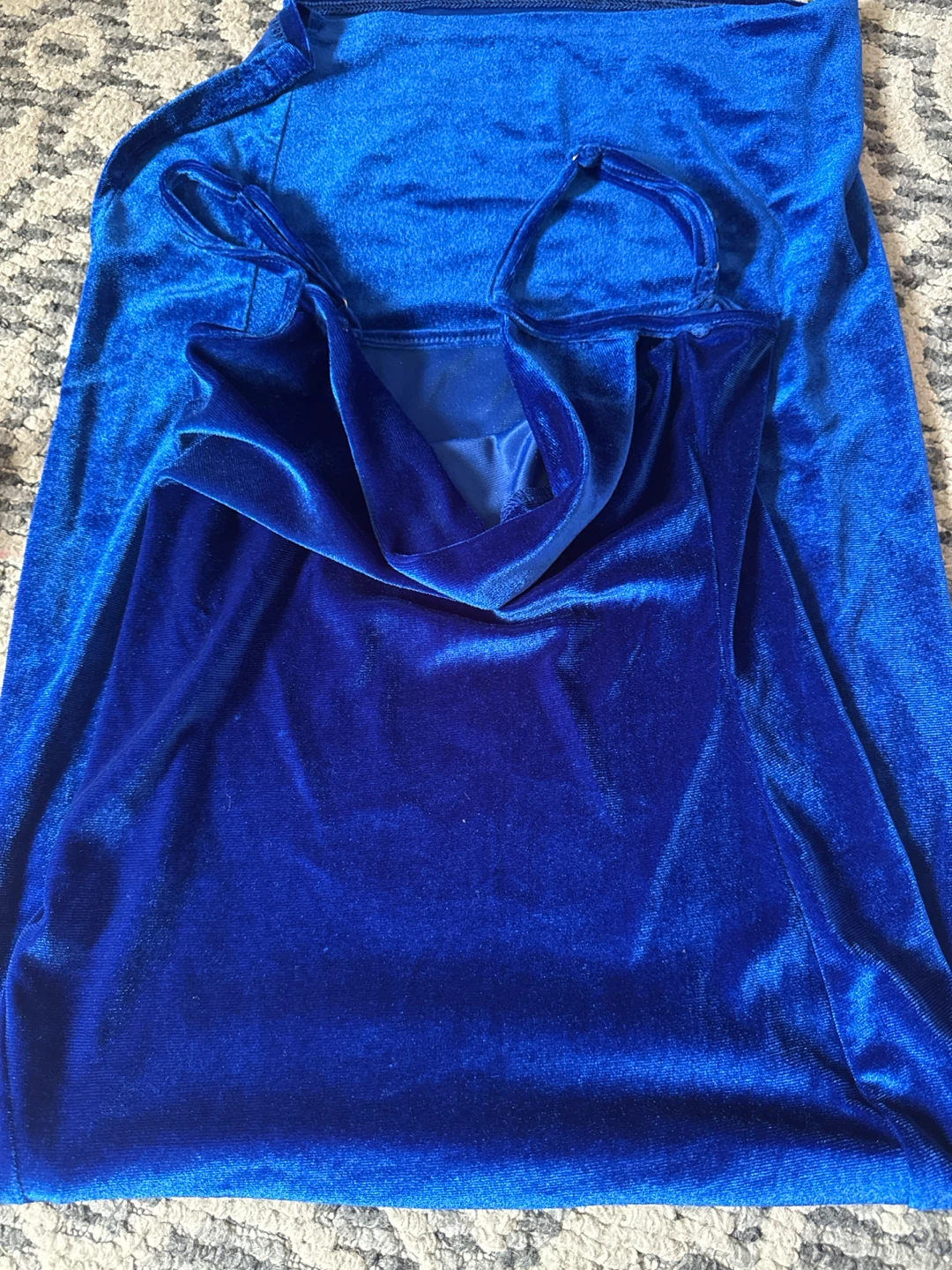 Royal Blue Velvet Maxi Dress with Slit Size Small
