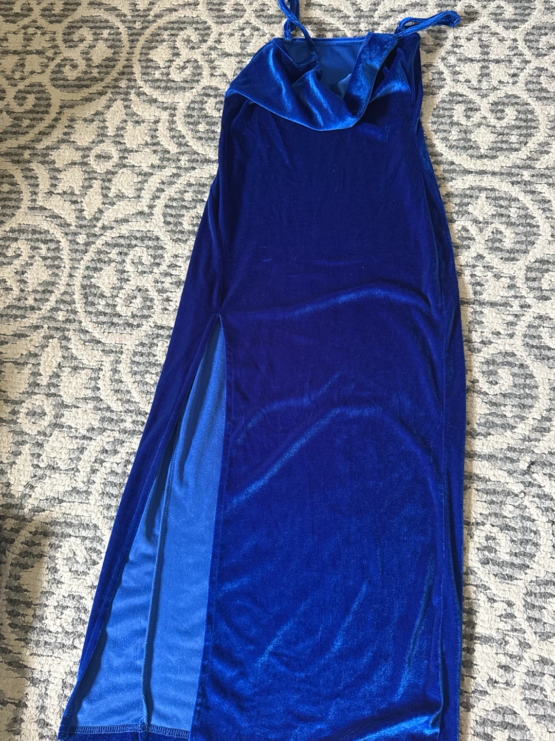 Royal Blue Velvet Maxi Dress with Slit Size Small - photo 2