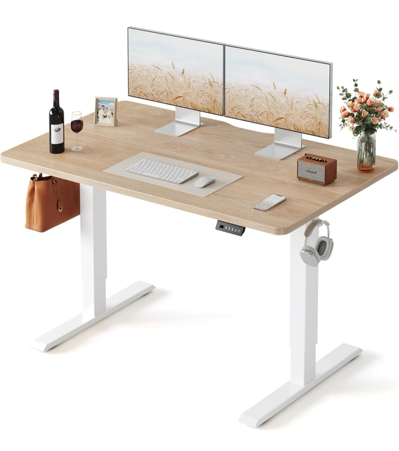 Adjustable Standing Desk with Wood Top