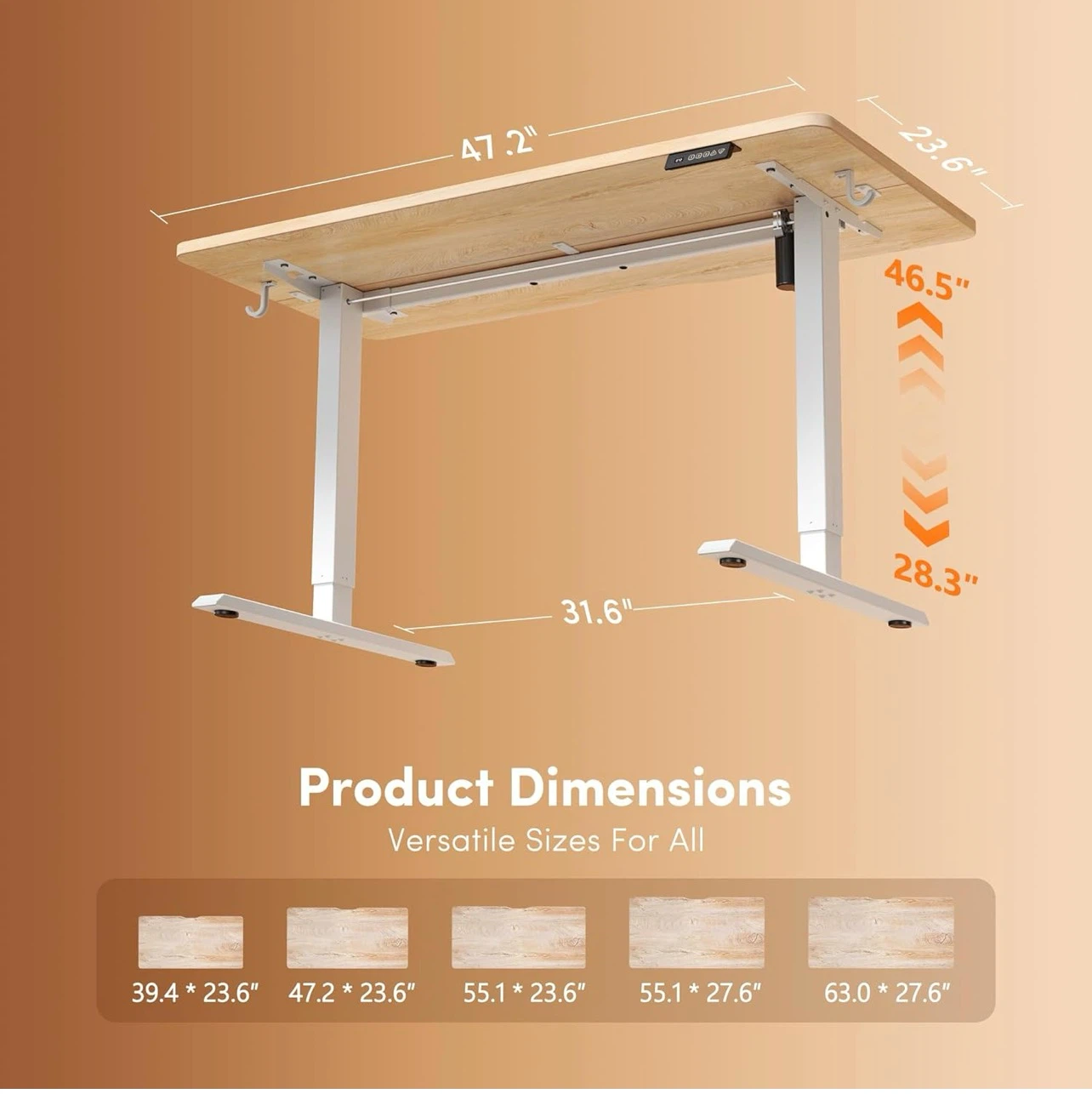 Adjustable Standing Desk with Wood Top - photo 3