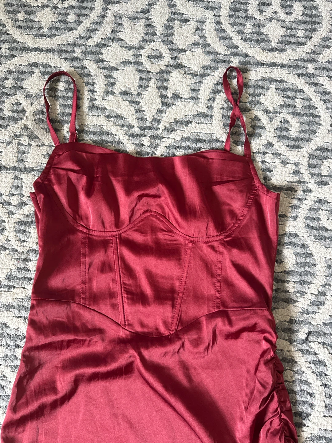 Satin Ruched Mini Dress size small - photo 2
