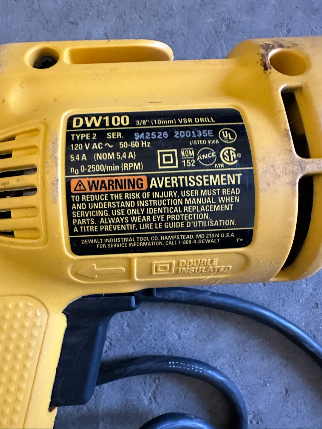 DeWalt DW100 3/8" Corded Drill - photo 3