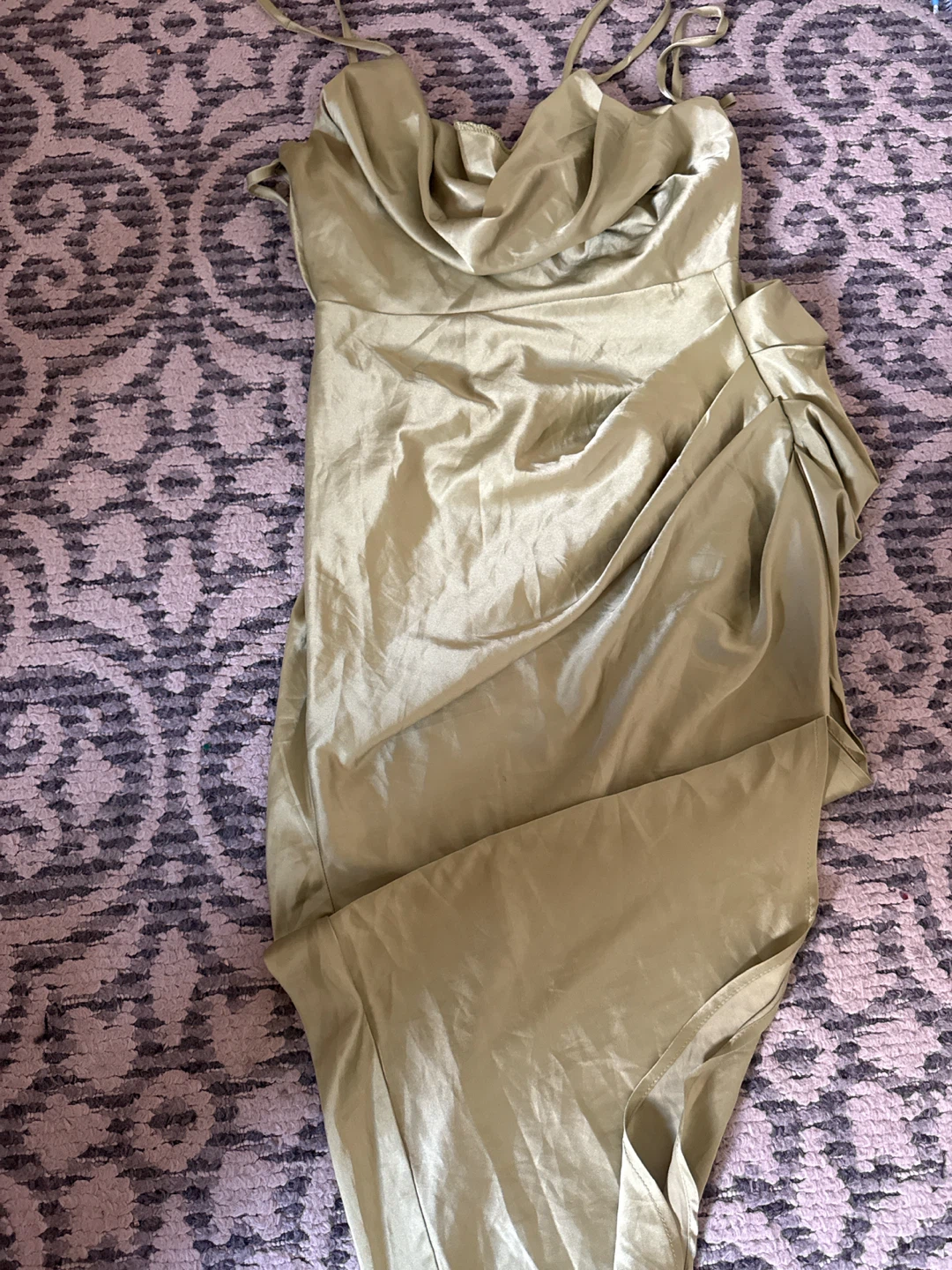Satin Cowl Neck Midi Dress pistachio green color size smal - photo 2