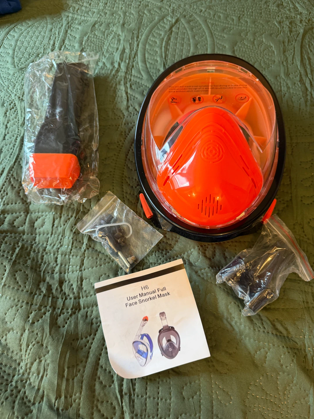 Orange Full Face Snorkel Mask
