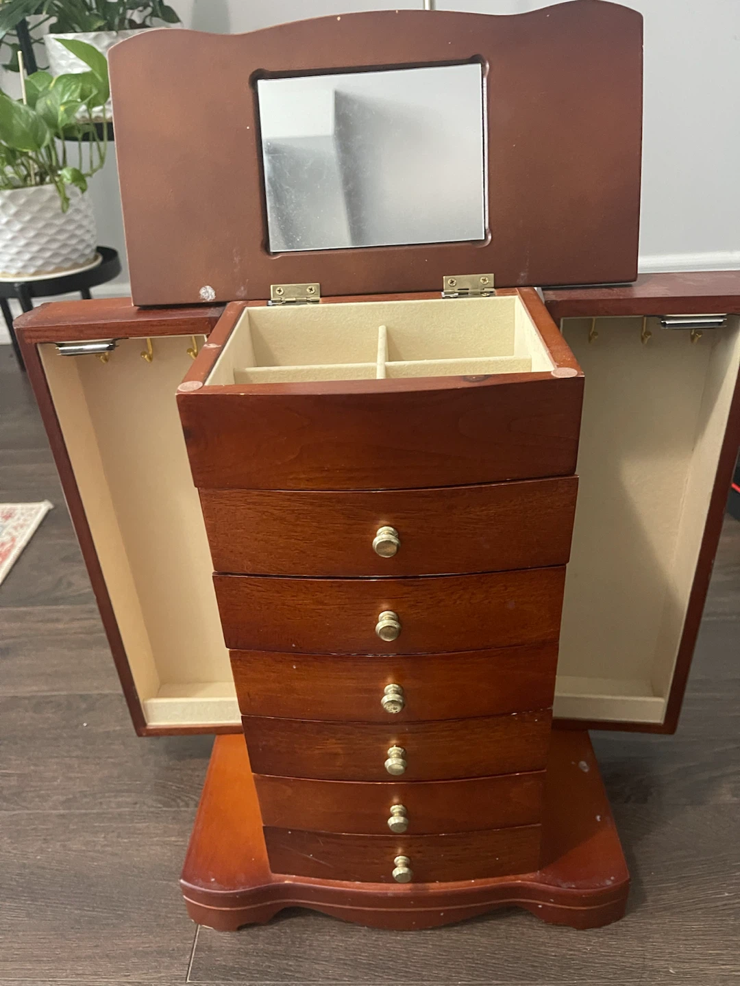 Wooden Jewellery Box with Mirror - photo 2