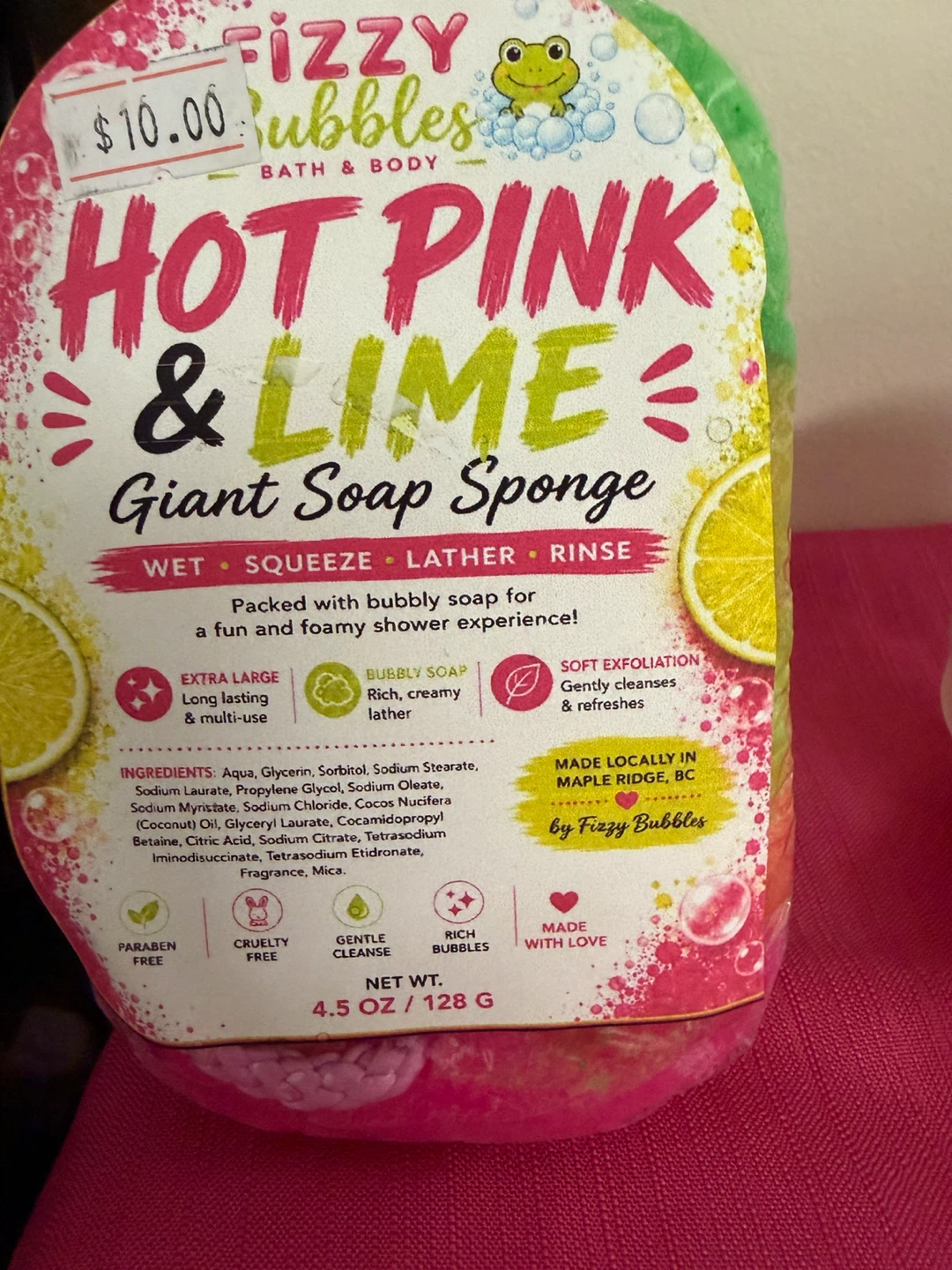 Hot Pink & Lime Giant Soap Sponge