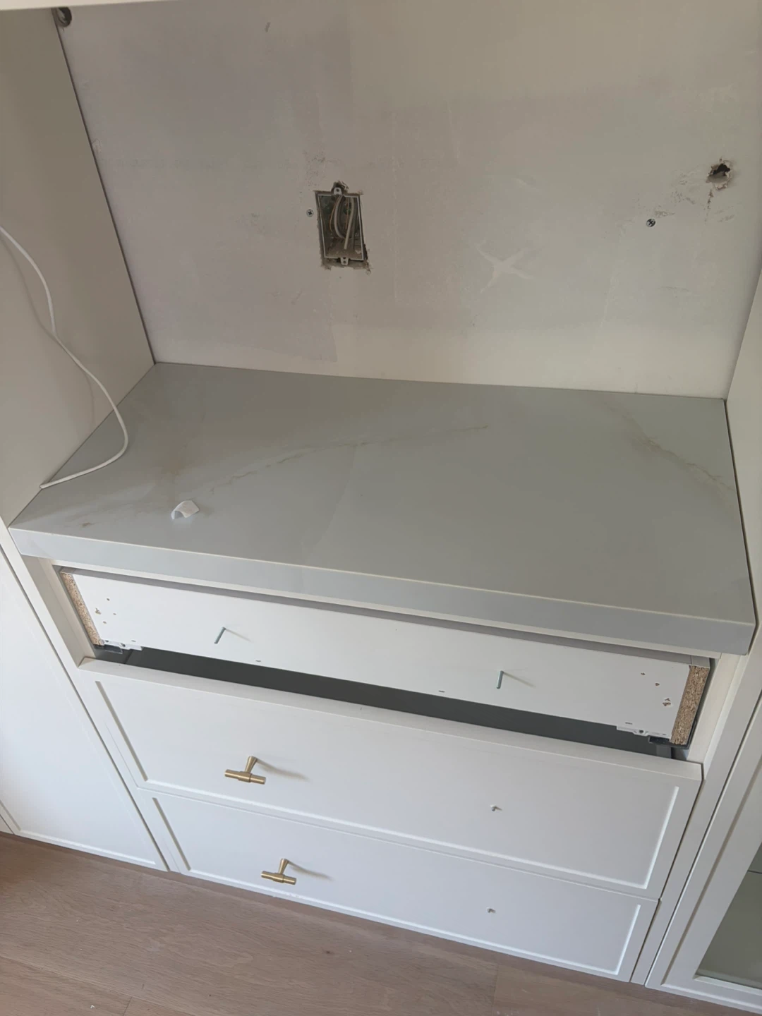 White Quartz Kitchen Island Countertop with Sink Cutout - photo 5