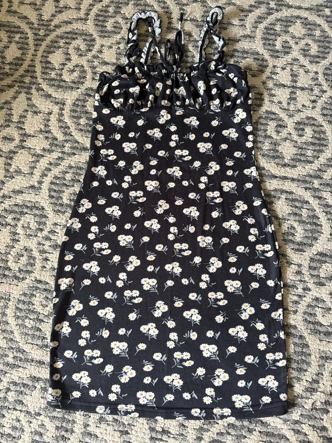 Black floral spaghetti strap dress size small