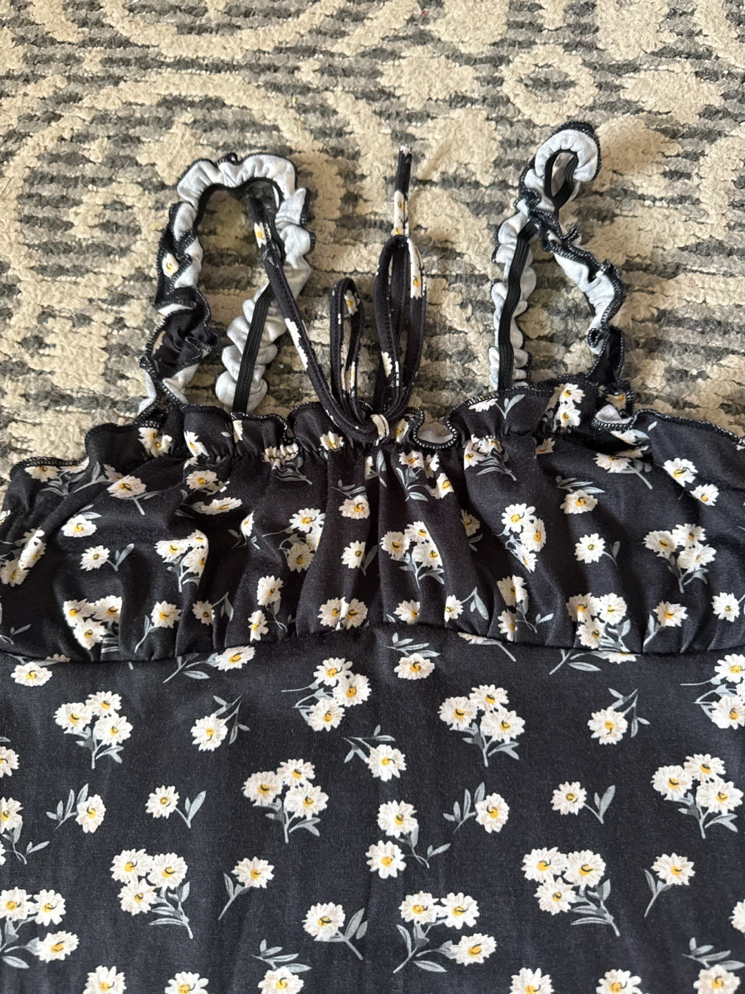 Black floral spaghetti strap dress size small - photo 2