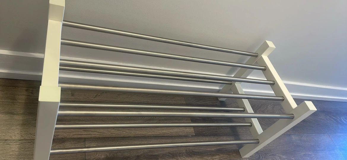 White and Silver 5-Tier Shoe Rack