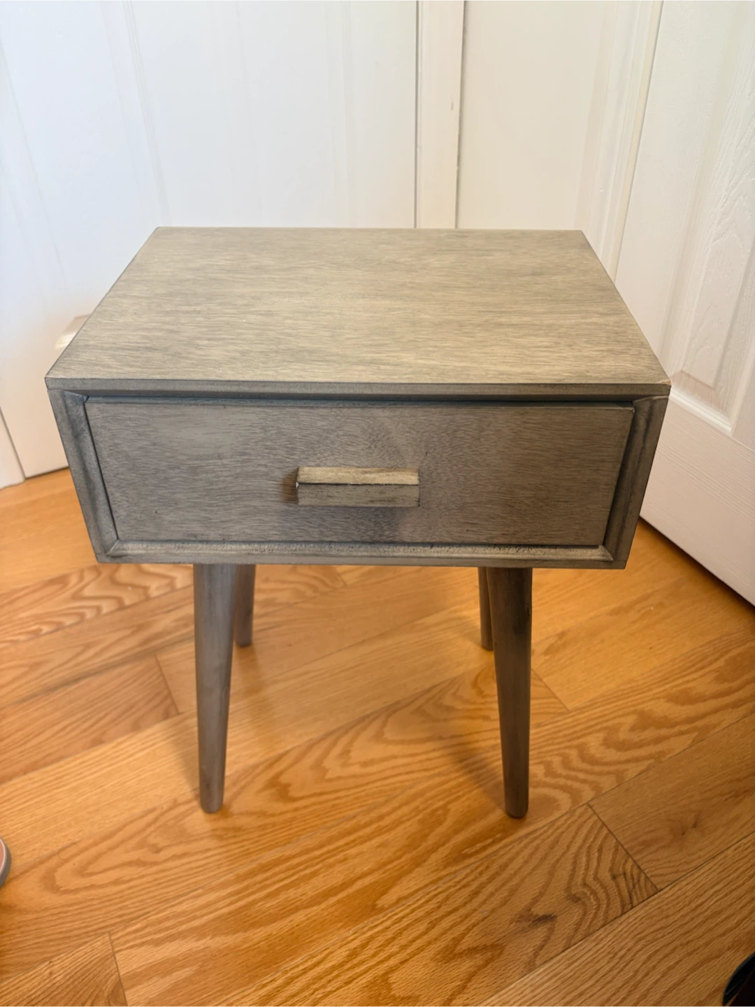 Grey/brown Wood Side Table with Drawer