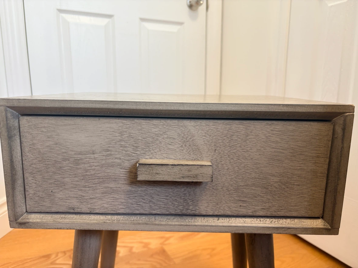 Grey/brown Wood Side Table with Drawer - photo 4